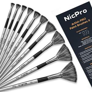 Nicpro 10 PCS Fan Paint Brush Set