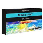 24 Color Acrylic Paint Tubes Set by Amazon Basics