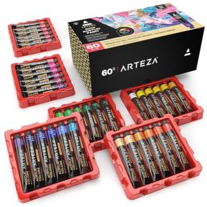 Arteza Acrylic Paint Set with 60 Vibrant Colors