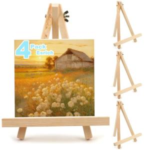 4-Pack 9 Inch Wooden Tripod Easels for Kids