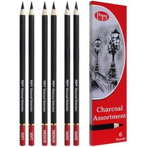 Pepy Charcoal Pencil Set - 6 Assorted Pencils