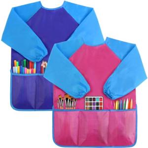 Kids’ Waterproof Art Smock with Long Sleeves - 2 Pack