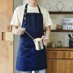 Men's Navy Blue Art Apron with Pockets