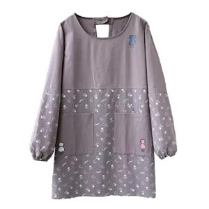 Gray Cotton and Linen Long Sleeve Apron