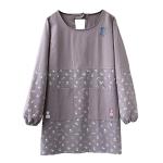 Gray Cotton and Linen Long Sleeve Apron