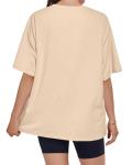 Beige Floral Graphic Oversized T-Shirt for Women