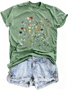 Cute Floral Graphic Tee for Women