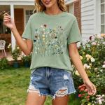 Cute Floral Graphic Tee for Women