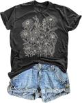 Cute Boho Floral Graphic Tee for Women