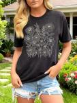 Cute Boho Floral Graphic Tee for Women
