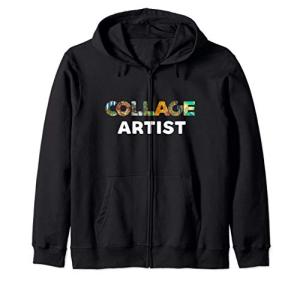 Mixed Media Collage Art Zip Hoodie