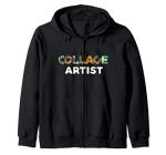 Mixed Media Collage Art Zip Hoodie
