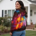 Art Oil Painting Long Sleeve Zip-Up Hoodie
