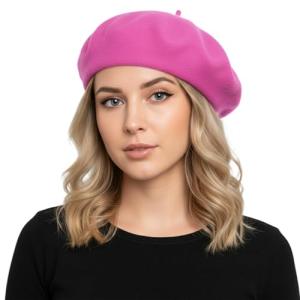 Hot Pink Wool Beret for Artists
