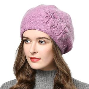 Purple Rabbit Fur French Beret Hat for Artists