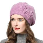 Purple Rabbit Fur French Beret Hat for Artists