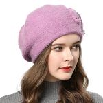 Purple Rabbit Fur French Beret Hat for Artists