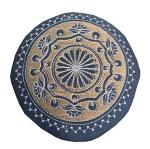 Blue Hand Embroidered Kufi Beanie Hat