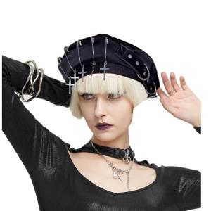 Punk Crosses Tassel Beret Hat for Artists