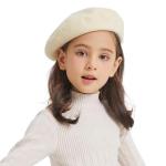 Beige Wool French Beret Hat for Kids