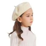 Beige Wool French Beret Hat for Kids