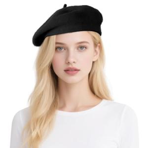 Classic Black French Beret Hat for Artists