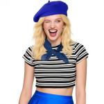 Mifengda Blue French Beret Hat Set with Scarf
