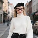 Classic Black French Beret Hat for Artists