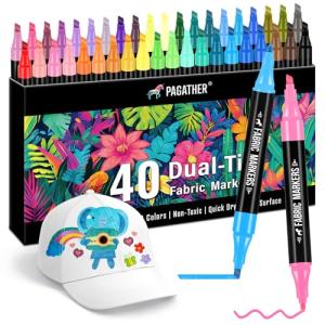 40-Color Dual Tip Permanent Fabric Markers