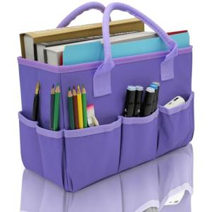 Cupohus Purple Art Organizer Tote Bag with Pockets