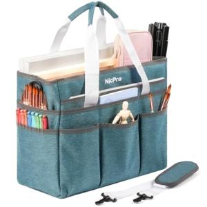 Nicpro Large Art Organizer Tote Bag with Straps