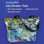 Iris Garden Tote Bag with Zipper Closure
