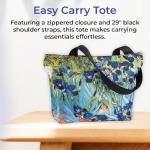 Iris Garden Tote Bag with Zipper Closure