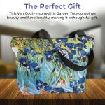Iris Garden Tote Bag with Zipper Closure