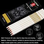 White Charcoal Pencils Set - 6 Pieces