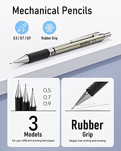 Nicpro 6-Piece Mechanical Pencil and Lead Set