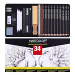 MARTCOLOR 34-Piece Sketching Pencil Set