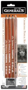 General's Charcoal Pencil Set with Kneaded Eraser
