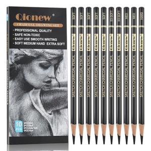 Qionew Charcoal Drawing Pencils Set - 10 Pieces