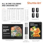 Shuttle Art 174 Colored Pencils Set with Accessories