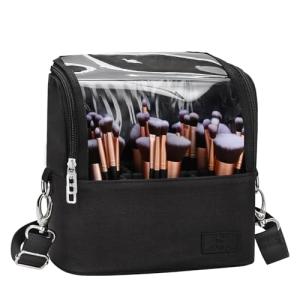 Large Black Makeup Brush Organizer with Adjustable Divider