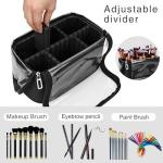 Large Black Makeup Brush Organizer with Adjustable Divider