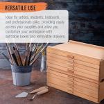 10-Drawer Hardwood Artist Supply Storage Box