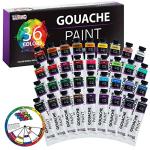 36-Color Gouache Paint Set with Mixing Wheel