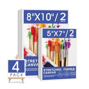 FUMILE Stretched Canvas 4 Pack for Painting