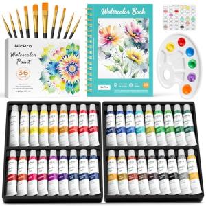 Nicpro 36 Color Watercolor Paint Set for Adults