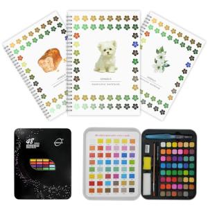 48-Color Watercolor Paint Set with Workbook