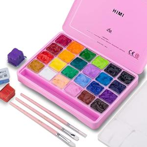HIMI 24-Color Gouache Paint Set with Brushes