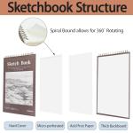 Crehatos Top Spiral Sketch Pad, 100 Sheets