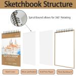 Crehatos Small Spiral Sketch Book, 2 Pack